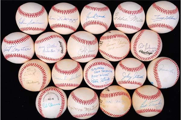 Baseball Autographs - Single Signed Baseball Collection with Several Deceased Tough Players (19)