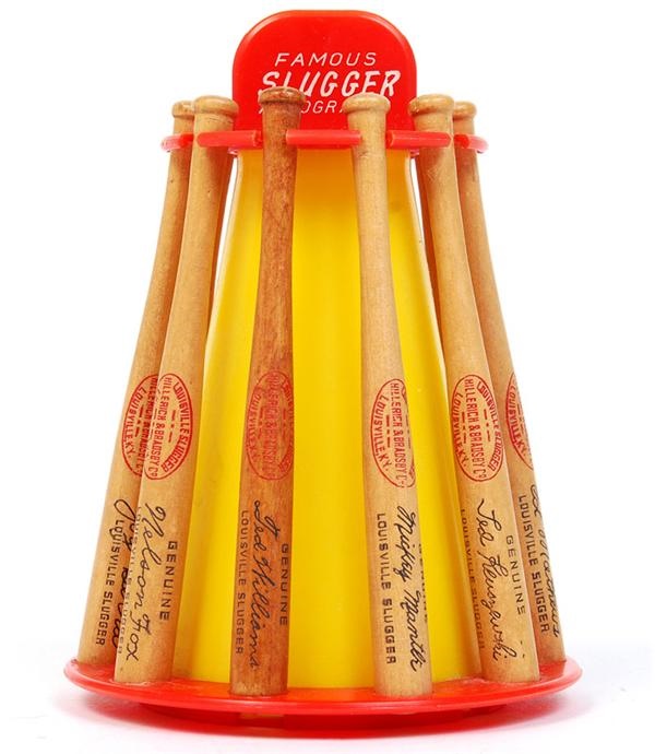 1950s H&B Batrack Bank with Player Endorsed Wood Bats