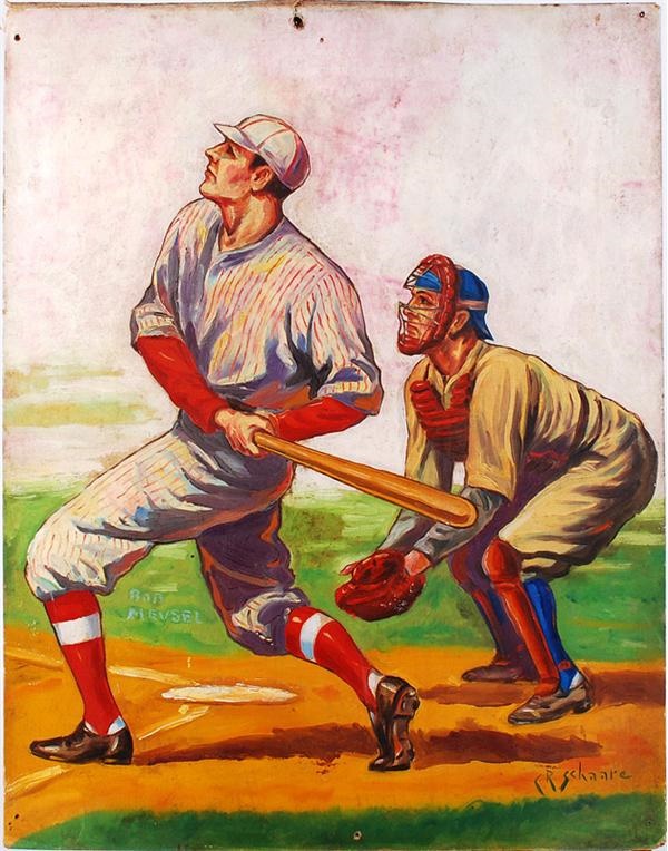 Vintage Painting of Bob Meusel (1930's)