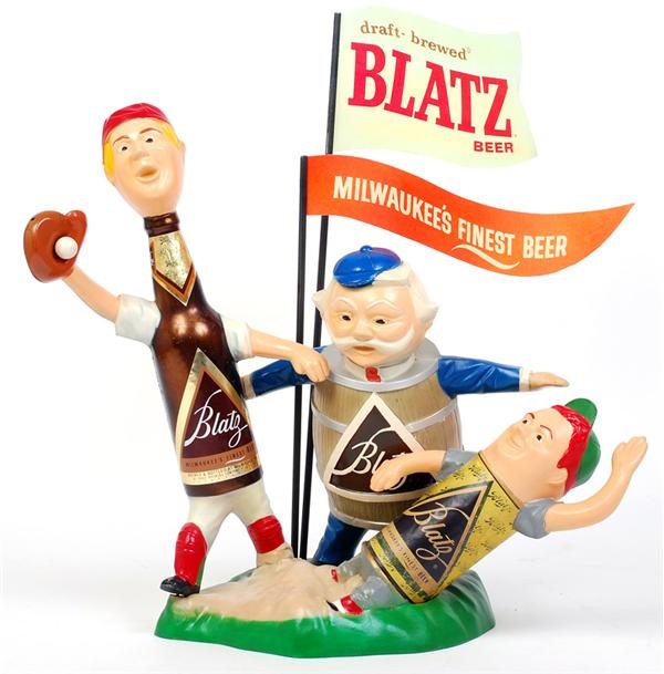 - 1960's Blatz Beer Figural Baseball Advertising Display