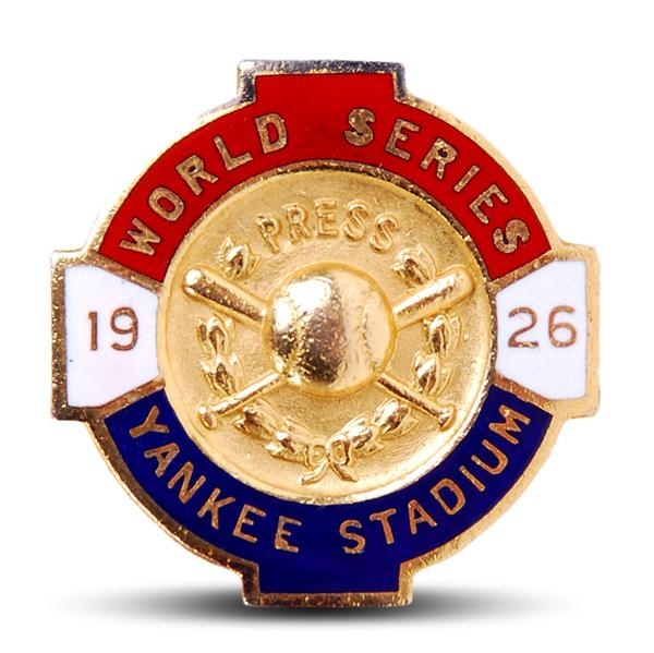 - Mint 1926 New York Yankees World Series Press Pin