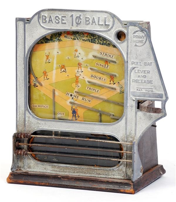 - Circa 1920's Baseball Coin Operated Machine in Working Order