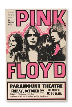 - 1971 Pink Floyd Cardboard Concert Poster (15x22.5")