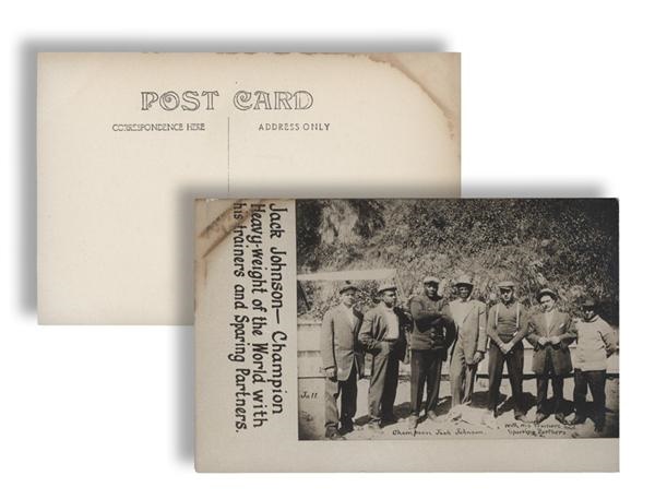 - Jack Johnson with Partners Boxing Real Photo Postcard