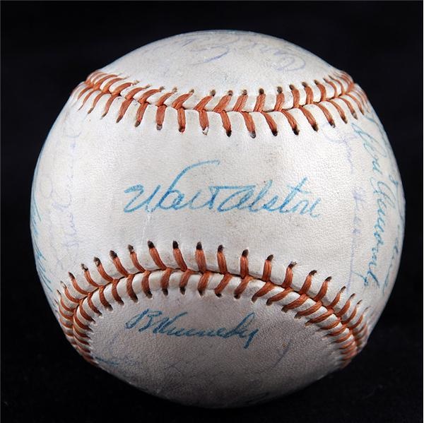 Baseball Autographs - Mid 1950s Brooklyn Dodgers Team Signed Baseball w/ Campy