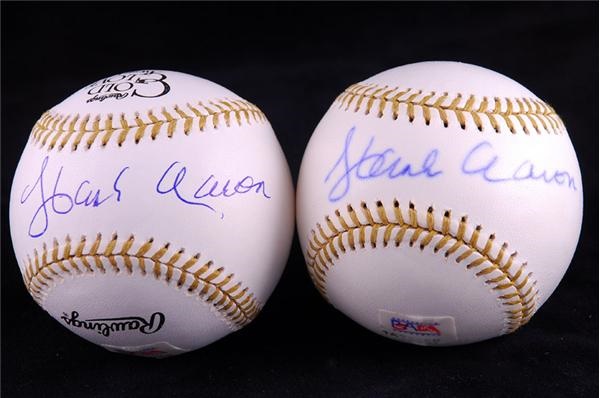 Baseball Autographs - Hank Aaron Single Signed Baseballs (2)