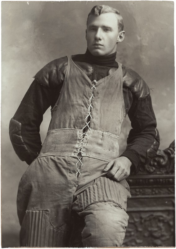 Oversized Football Player in Uniform Photograph (c. 1905)