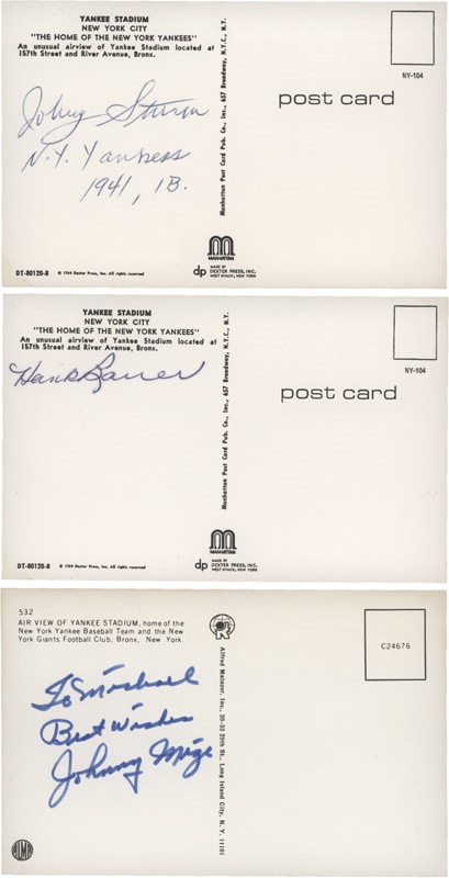 Baseball Autographs - New York Yankees Greats Signed Postcards (79)