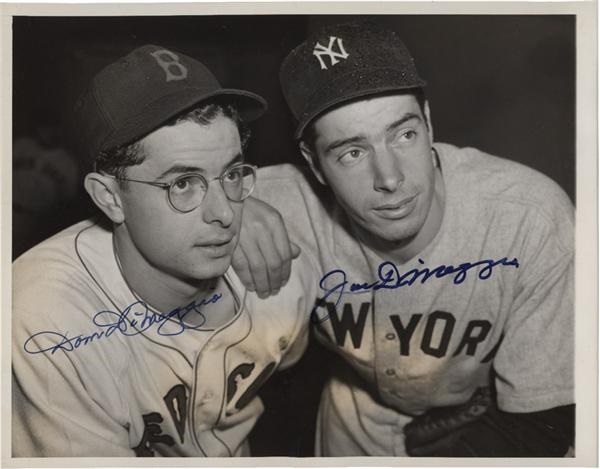 Baseball Autographs - Joe Dimaggio and Dom Dimaggio Signed Vintage Photograph