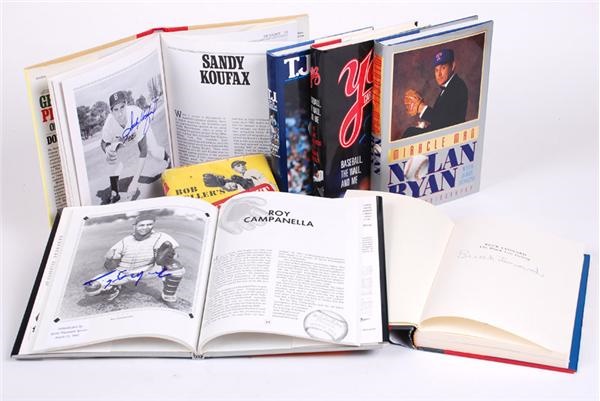 Baseball Signed Hardcover Books with Good Hall of Fame Signatures (7)