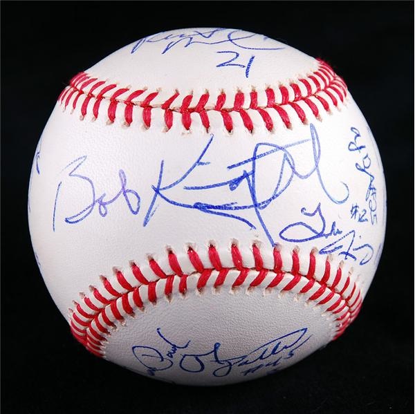 Baseball Autographs - Bobby Knight and 1996 Indiana Basketball Team Signed Baseball