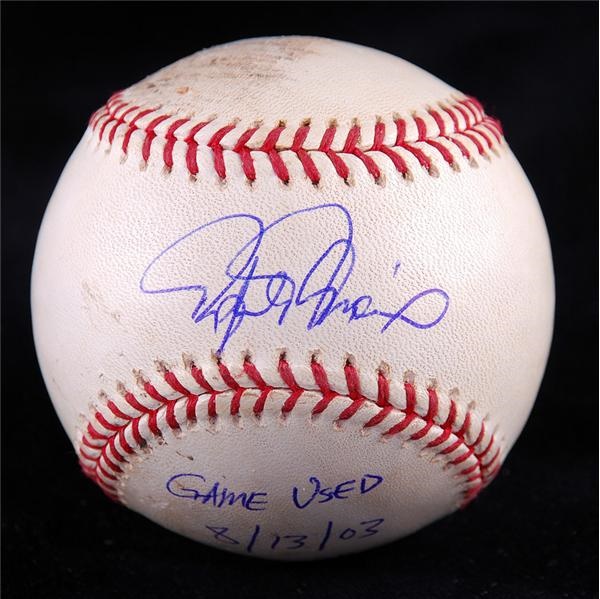 Baseball Equipment - Rafael Palmeiro Signed 2003 Game Used Homerun Baseball