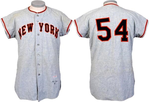 Baseball Equipment - 1956 NY Giants Game Used Baseball Flannel Jersey