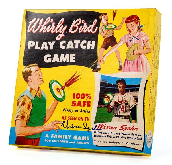 Baseball Autographs - Whirly Bird Play Catch Game Signed By Spahn Circa. 1955