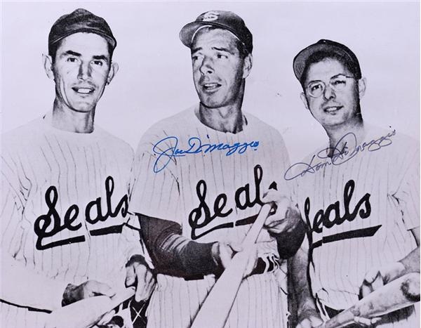 Baseball Autographs - Joe Dimaggio and Dom Dimaggio Signed Photo