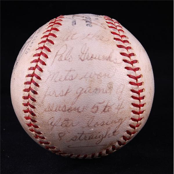 - 1963 New York Mets First Win Baseball Inscribed by Gil Hodges