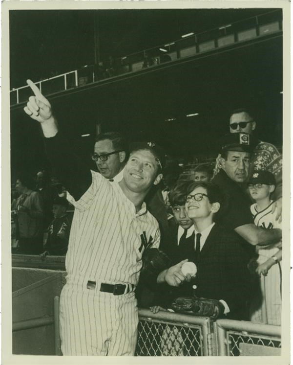 - Mickey Mantle Points to the Stars Original Photograph (1950's)