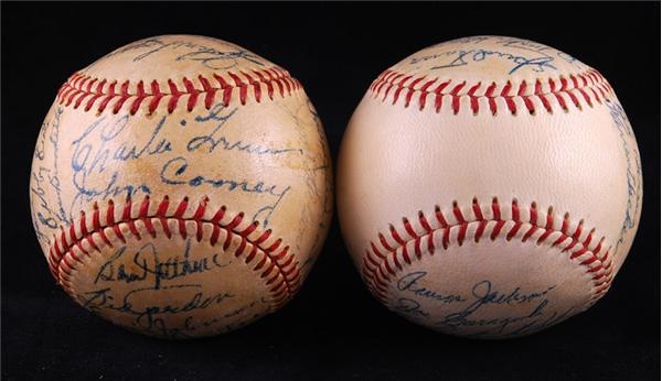 Baseball Autographs - 1952 Boston Braves and 1953 Chicago Cubs Team Signed Baseballs (2)