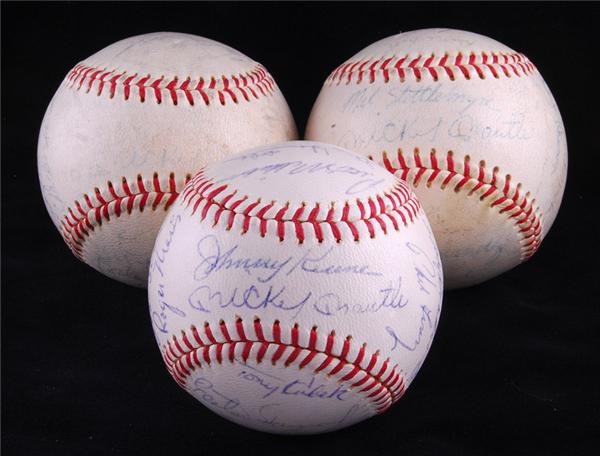 Baseball Autographs - New York Yankees Team Signed Baseball Lot with 1965 (3)