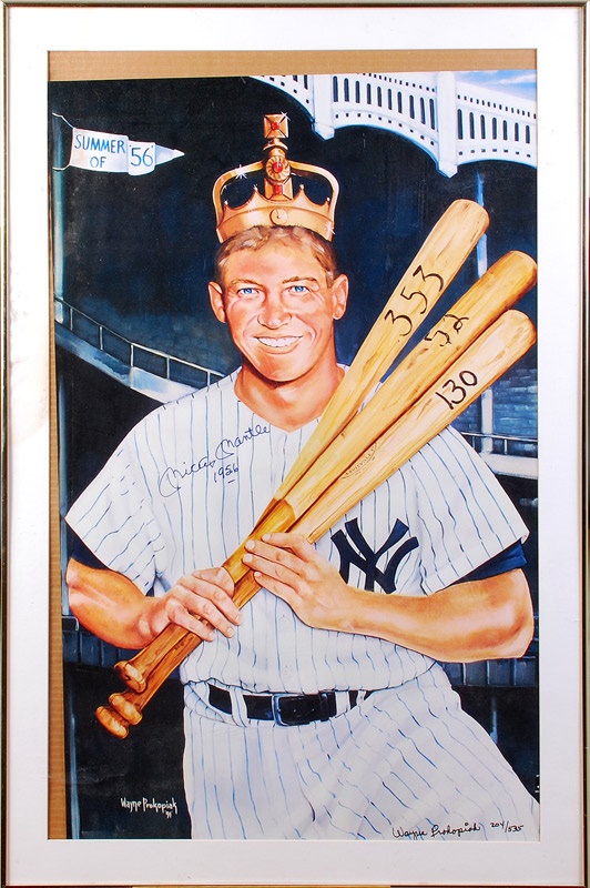 Baseball Autographs - Mickey Mantle Signed Triple Crown Poster 22" x 36"