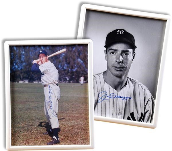 Baseball Autographs - (2) Joe Dimaggio Signed 11 x 14 Yankees Photos