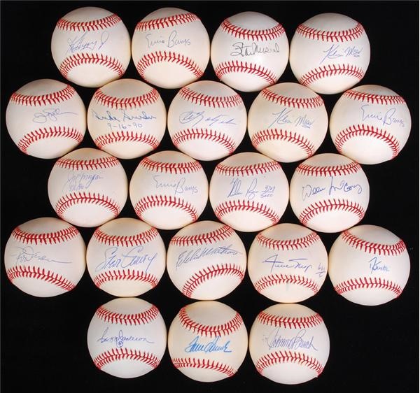 Baseball Autographs - (21) Single Signed Baseballs w/ Musial, Mays and Yaz