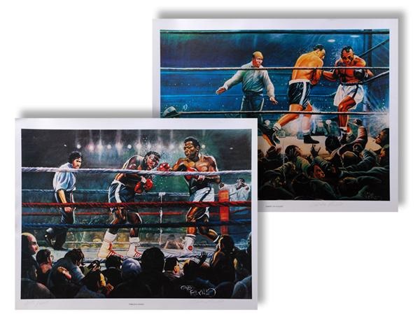 Limited Edition Thriller In Manila and Marciano V. Walcott Artist Signed Lithos (2) By Gabe Perillo