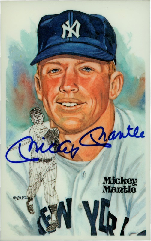 Baseball Autographs - Mickey Mantle Autographed Perez-Steele HOF Postcard