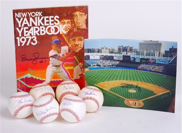 Baseball Autographs - New York Yankees Greats Signed Baseballs, Photo and 1973 Yankee Yearbook (8)