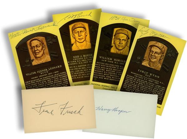 Baseball Autographs - Hall of Famer Signed Gold HOF Plaques & Index Cards w/ Good Names