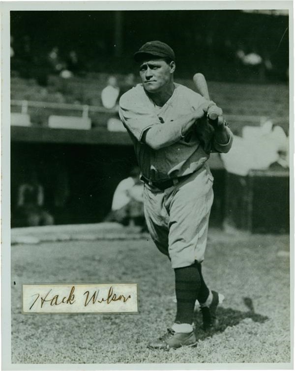 Baseball Autographs - Hack Wilson Signature Mounted On A Photo