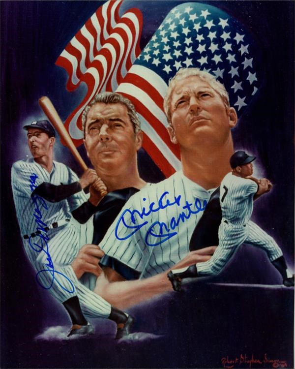 Baseball Autographs - Mickey Mantle and Joe Dimaggio Signed Photo
