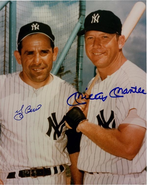 Baseball Autographs - Mickey Mantle Yogi Berra Signed Photo