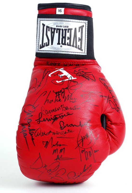Muhammad Ali & Boxing - Boxing Hall of Fame Induction Signed Glove with 18 Signatures