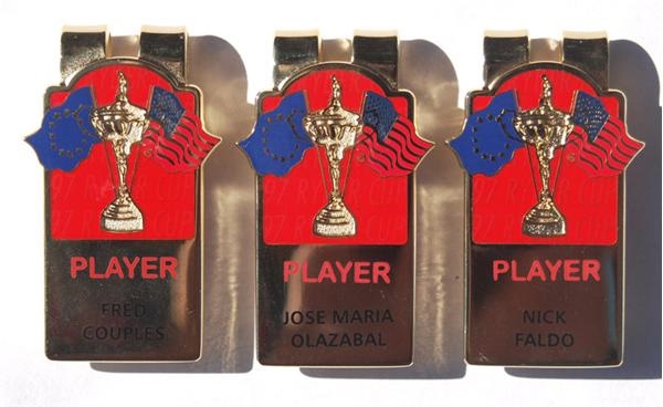 - 1997 Nick Faldo, Fred Couples, and Jose Maria Olazabel Ryder Cup Money Clips (3)