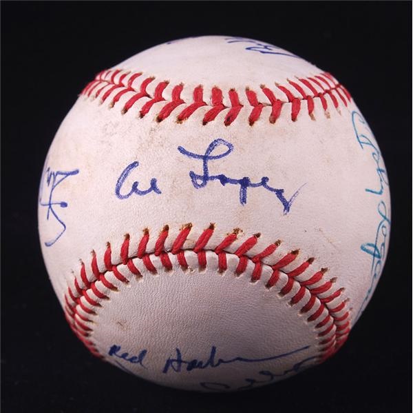 Baseball Autographs - Baseball Old Timers and Stars Signed Baseball with Hall of Famers