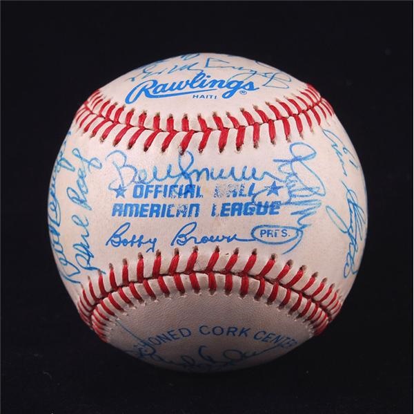 Baseball Autographs - 1980's Baseball Old Timers Signed Baseball with Hall of Famers