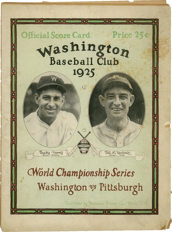 - 1925 Washington vs Pittsburgh World Series Program
