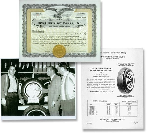 Mantle and Maris - Unissued Stock Certificate for Mickey Mantle Tire, Inc.
