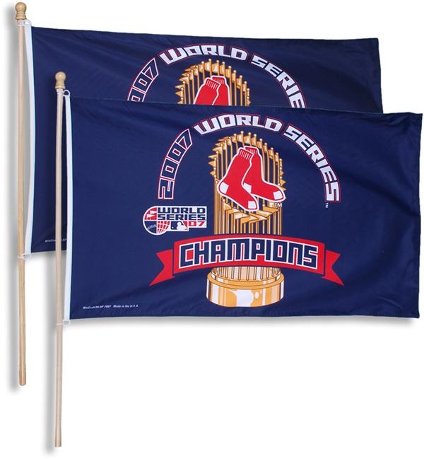 - 2007 Boston Red Sox World Champions Flags with Pole That Hung At Fenway Park (2)