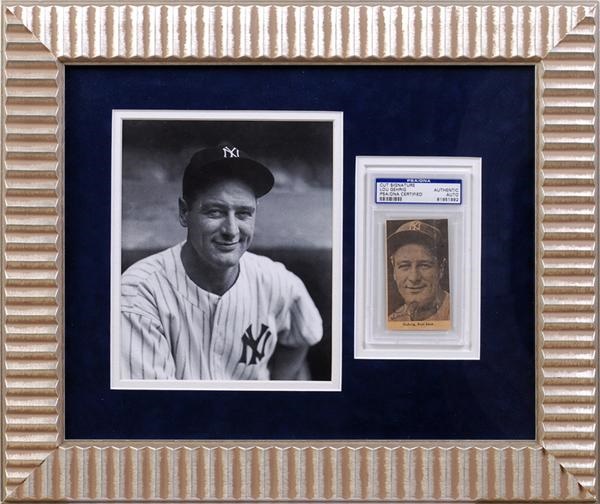 Baseball Autographs - Lou Gehrig Signed Photo Display