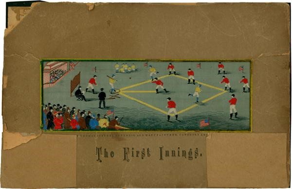 - 1870's "The First Innings" Baseball Stevengraph