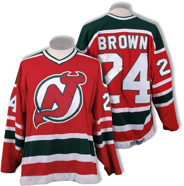 - 1987-88 Doug Brown New Jersey Devils Game Worn Jersey