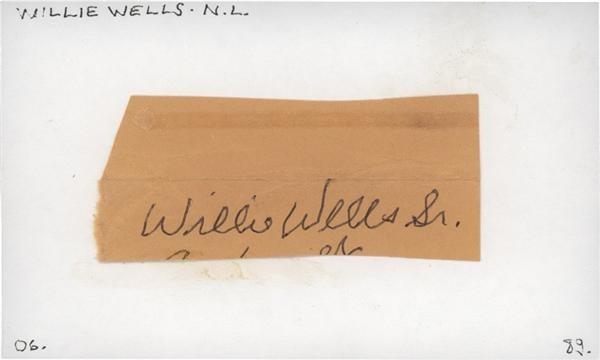 Baseball Autographs - Negro Leaguer Willie Wells Signed 3 x 5 Index Card