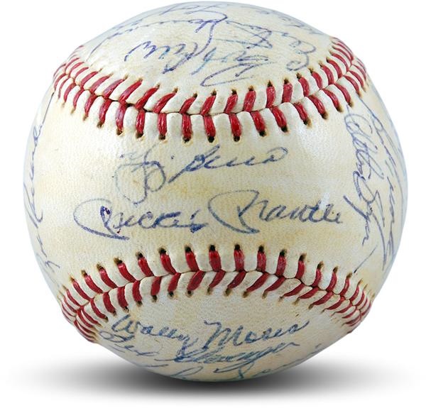 - 1961 New York Yankees Team Signed Baseball Including Mantle and Maris
