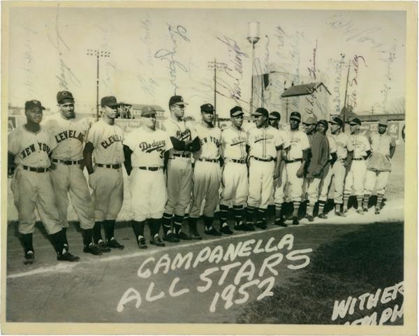1952 Roy Campanella's All Stars Team Signed Photo with Alex Pompez
