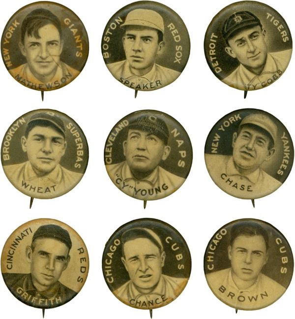 - Collection of 1910-12 P-2 Sweet Caporal Baseball Pins (71)