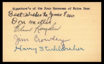 - 1920's Four Horsemen of the Apocalypse Signed Index Card