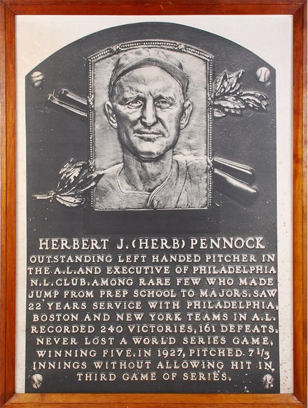 - Huge Herb Pennock Hall of Fame Plaque Poster