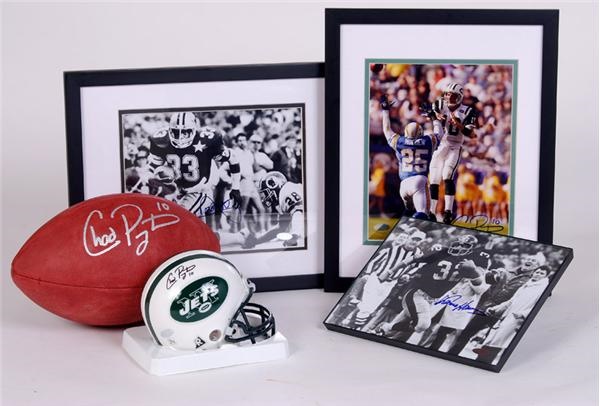 - NFL Autograph Collection (6) with Chad Pennington Signed Football and Joe Kleco Signed Framed Pennant (Steiner)